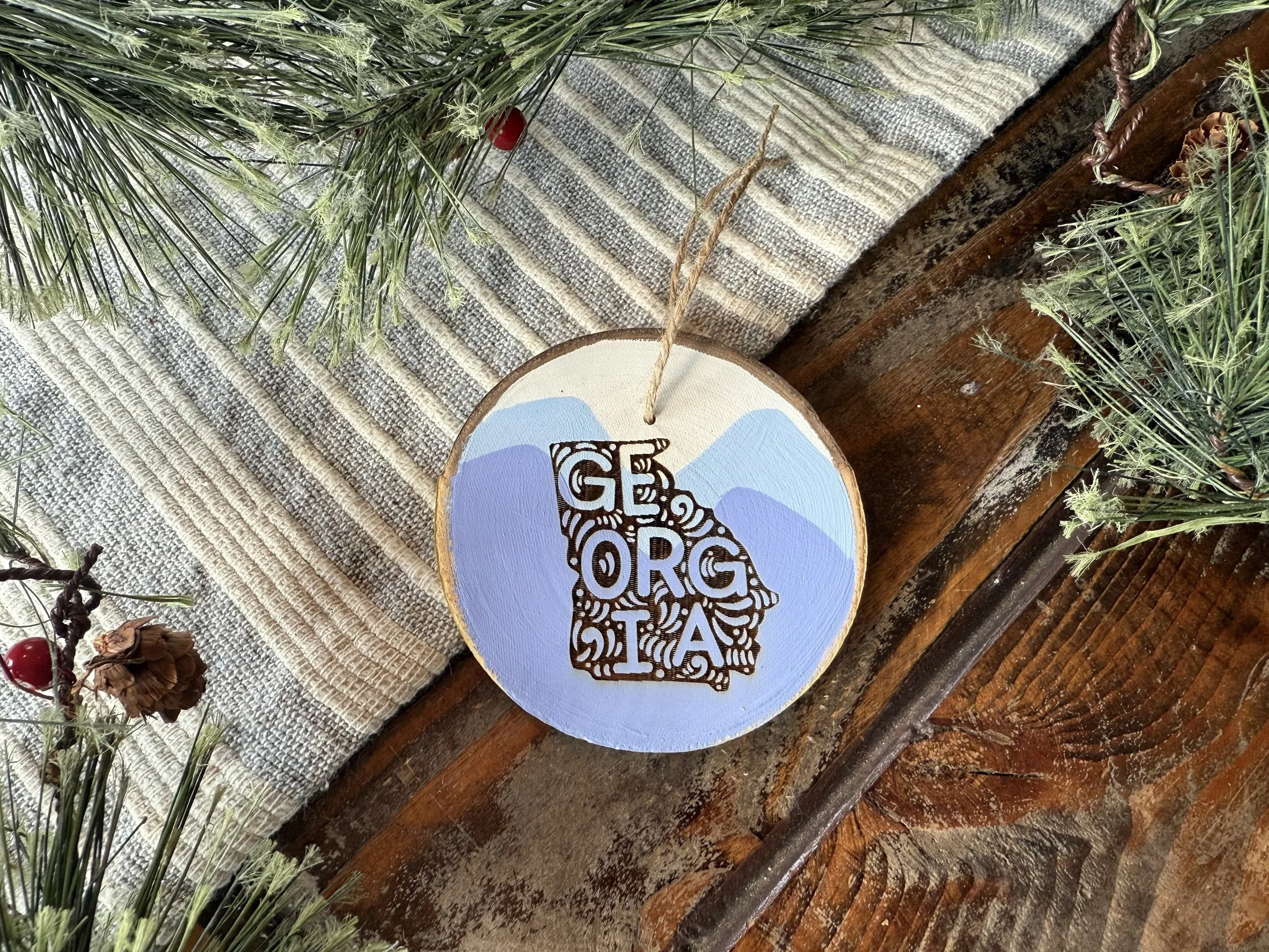 Georgia Hand Painted Engraved Ornament- MULTIPLE COLORS