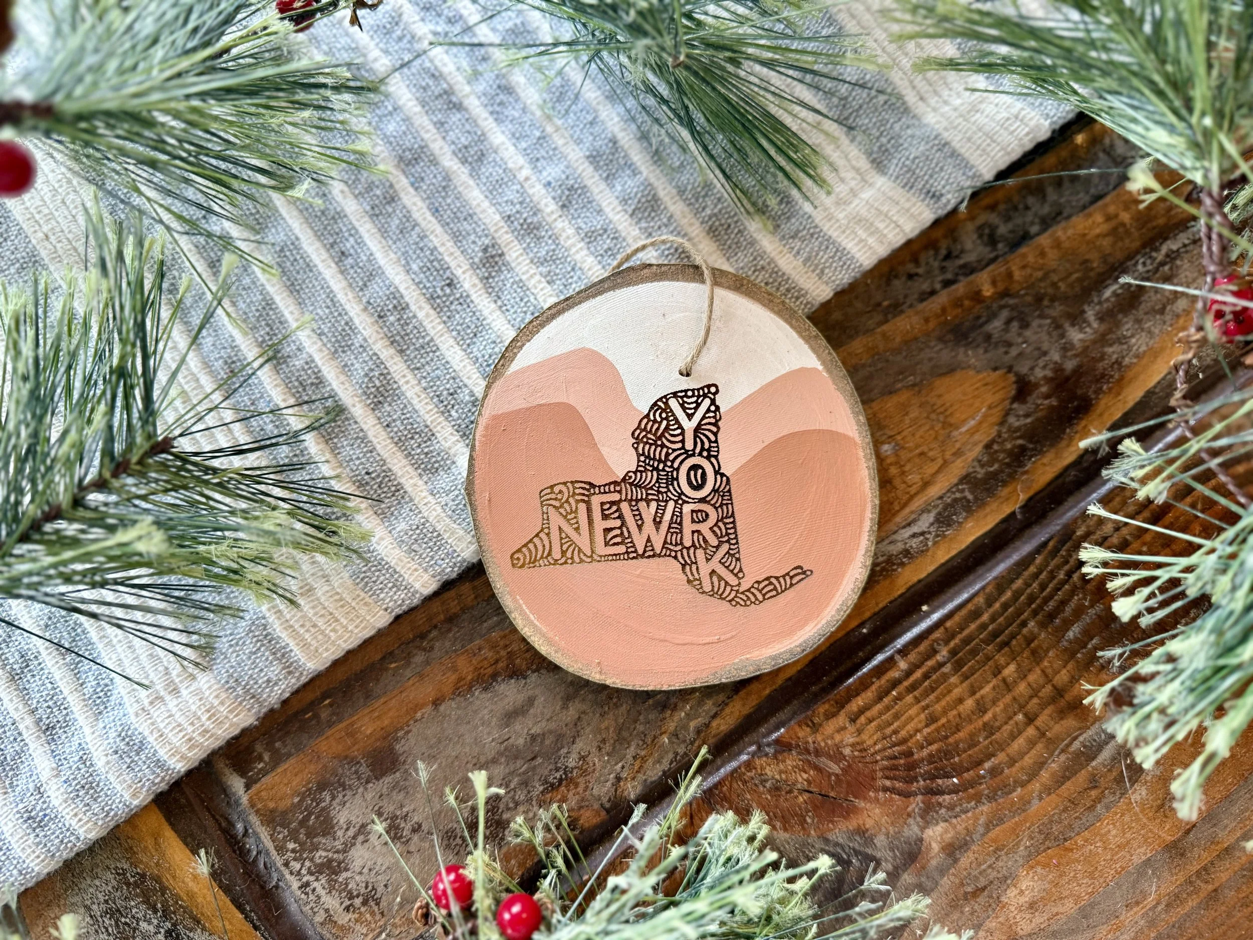 New York Hand Painted Engraved Ornament- MULTIPLE COLORS