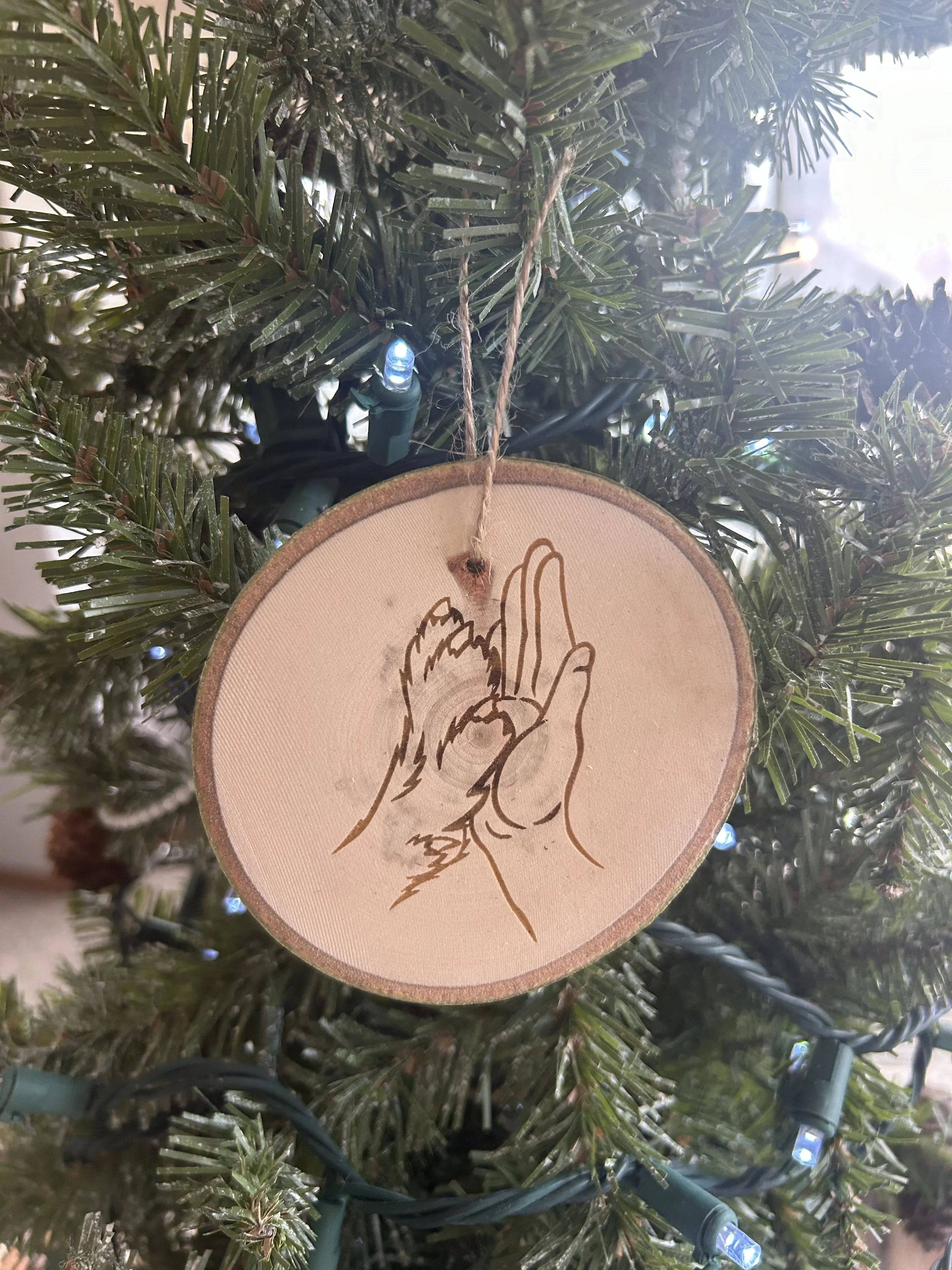Dog Paw and Human Hand Ornament