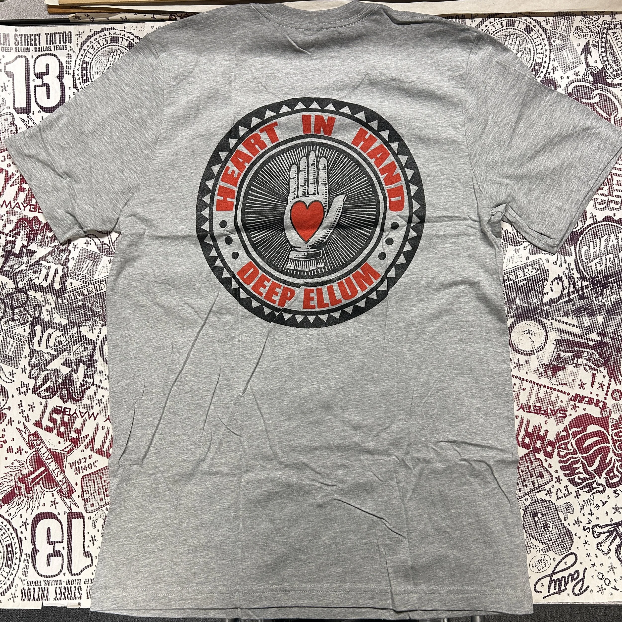 Heart In Hand Tattoo Shop Tee / Grey