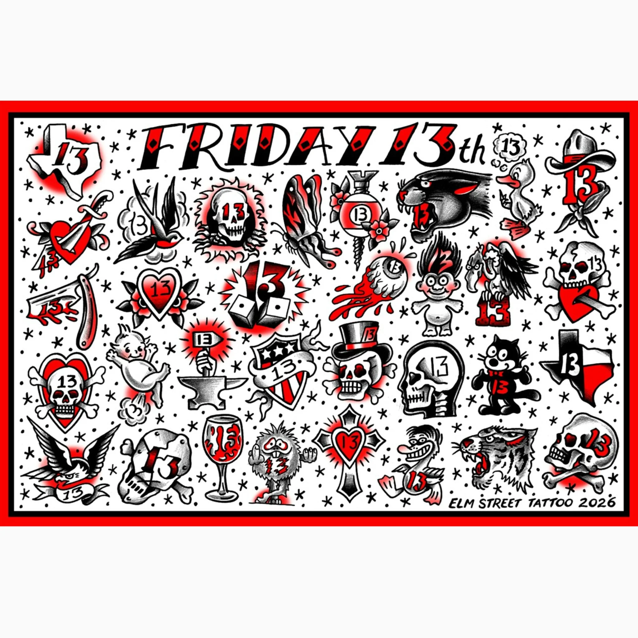 *NEW* Elm Street Tattoo Friday The 13th Posters