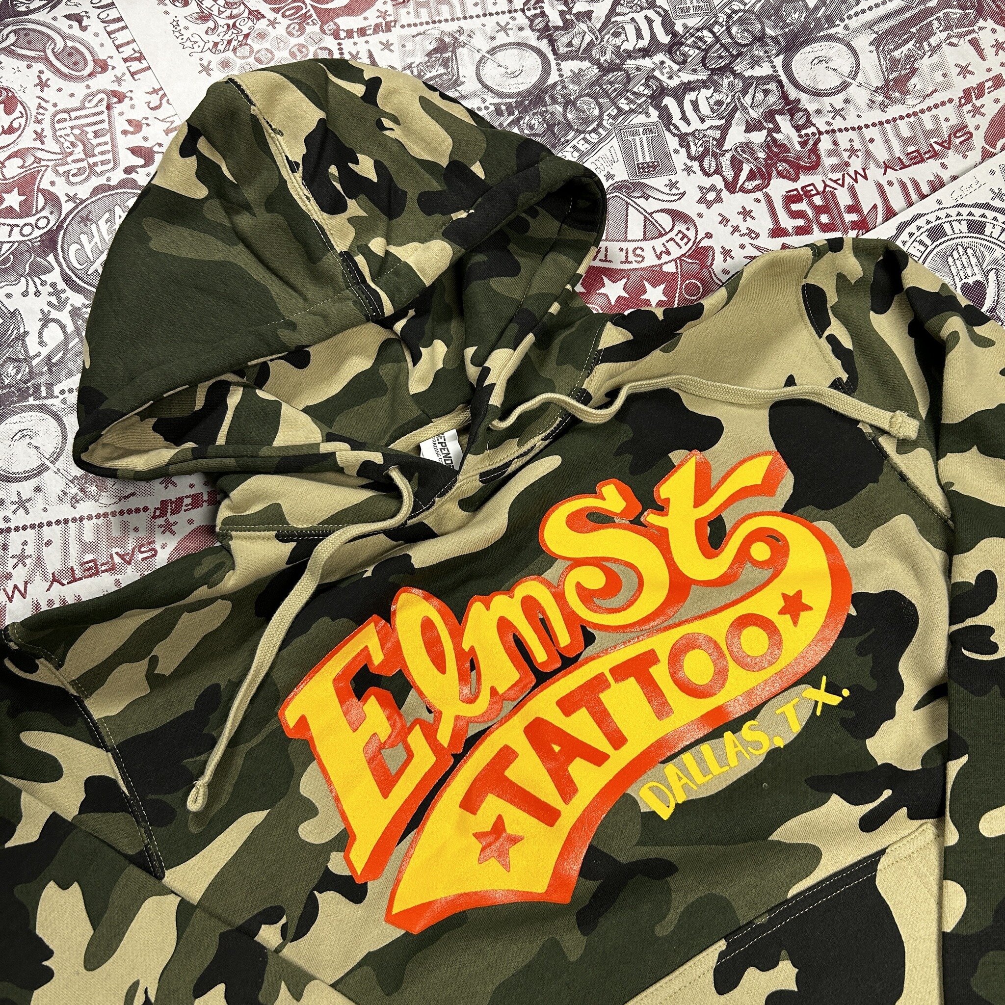 Limited Edition @elmstreettattoo tattoo pullover camo hoodies!
These won't last long... scoop one up while you can! 

🔸FREE SHIPPING IN US (Orders of $35 or more)
🔸Only available online at Anchor Screen Printing (.com)

#G&Oslash;&Oslash;DT&Iuml;MĘ