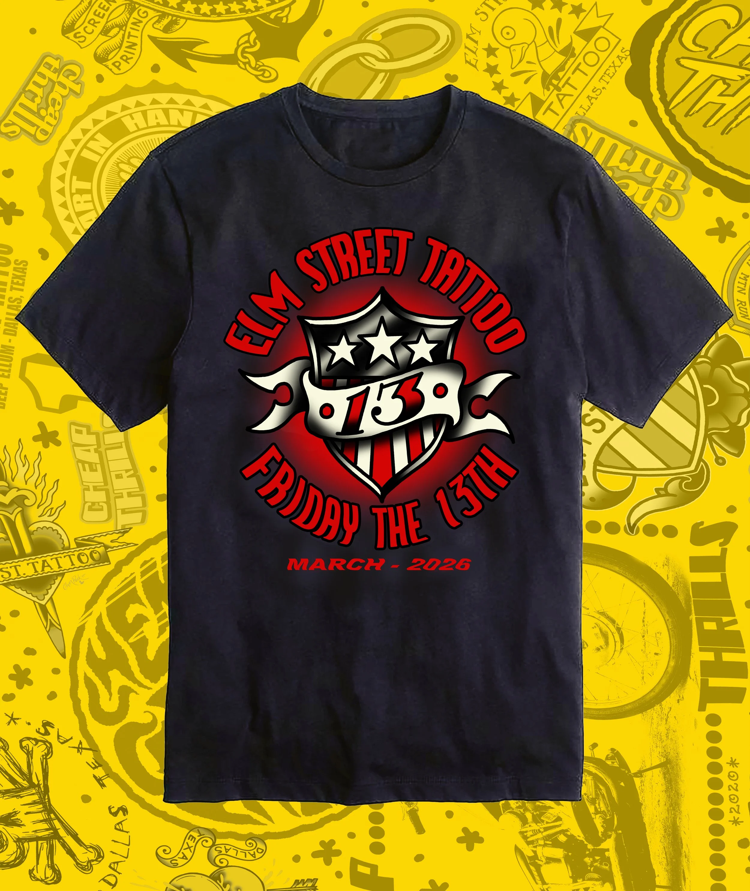 Elm Street Tattoo Friday the 13th T-Shirt 03/13/26 | PRE-ORDERS