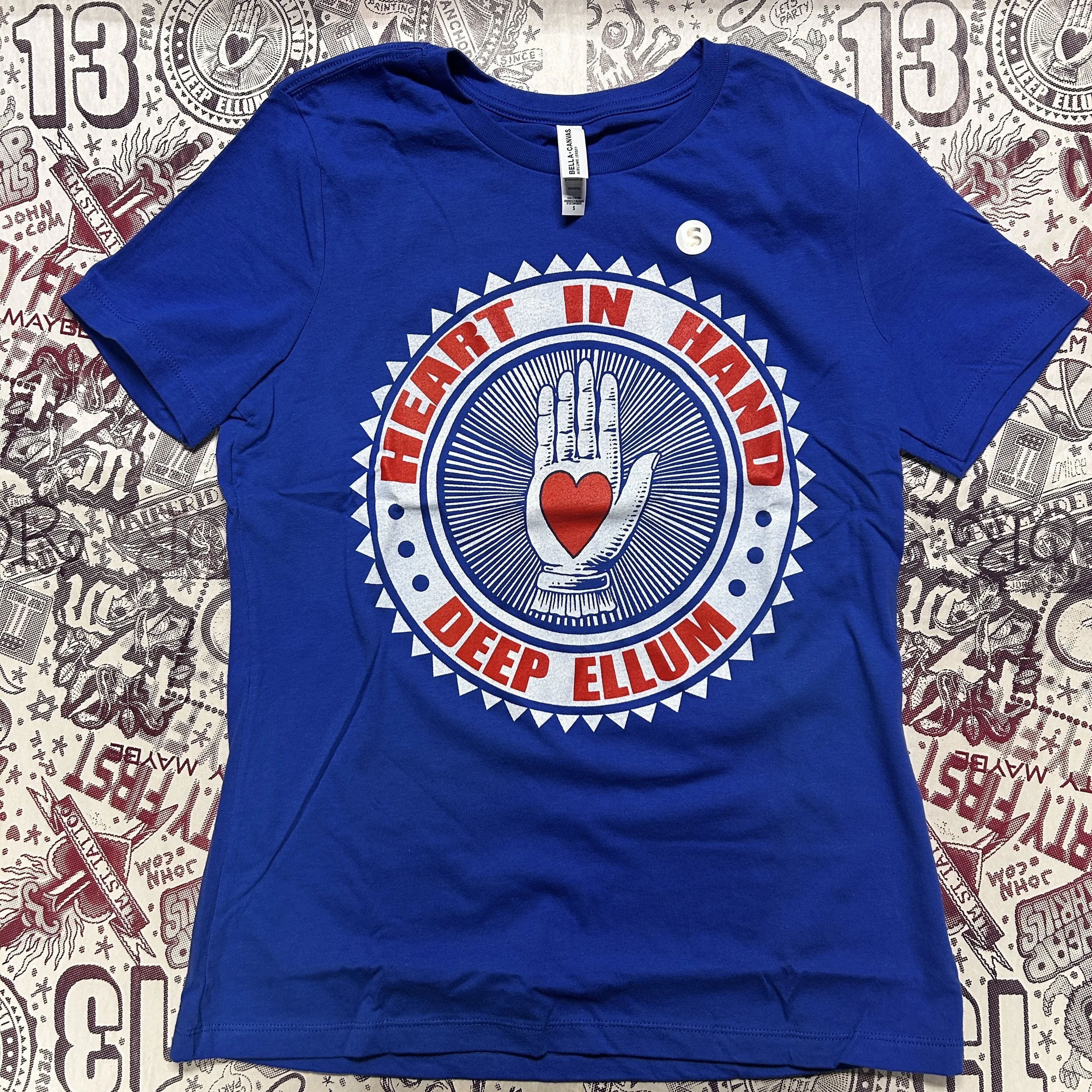 Heart In Hand Tattoo Shop Logo Women's Tee / Blue