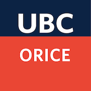 UBC Orice logo with blue and red background