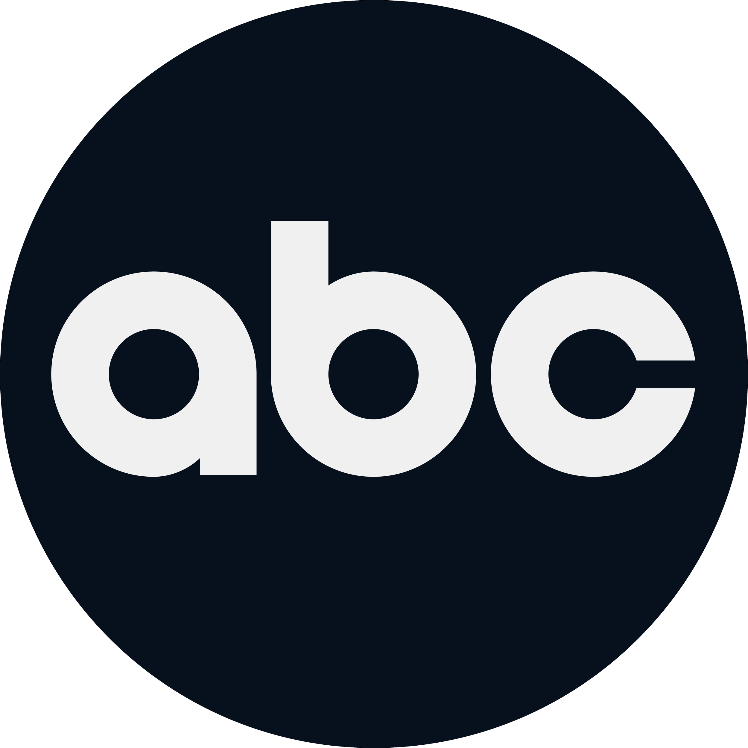 Black circle with white ABC logo