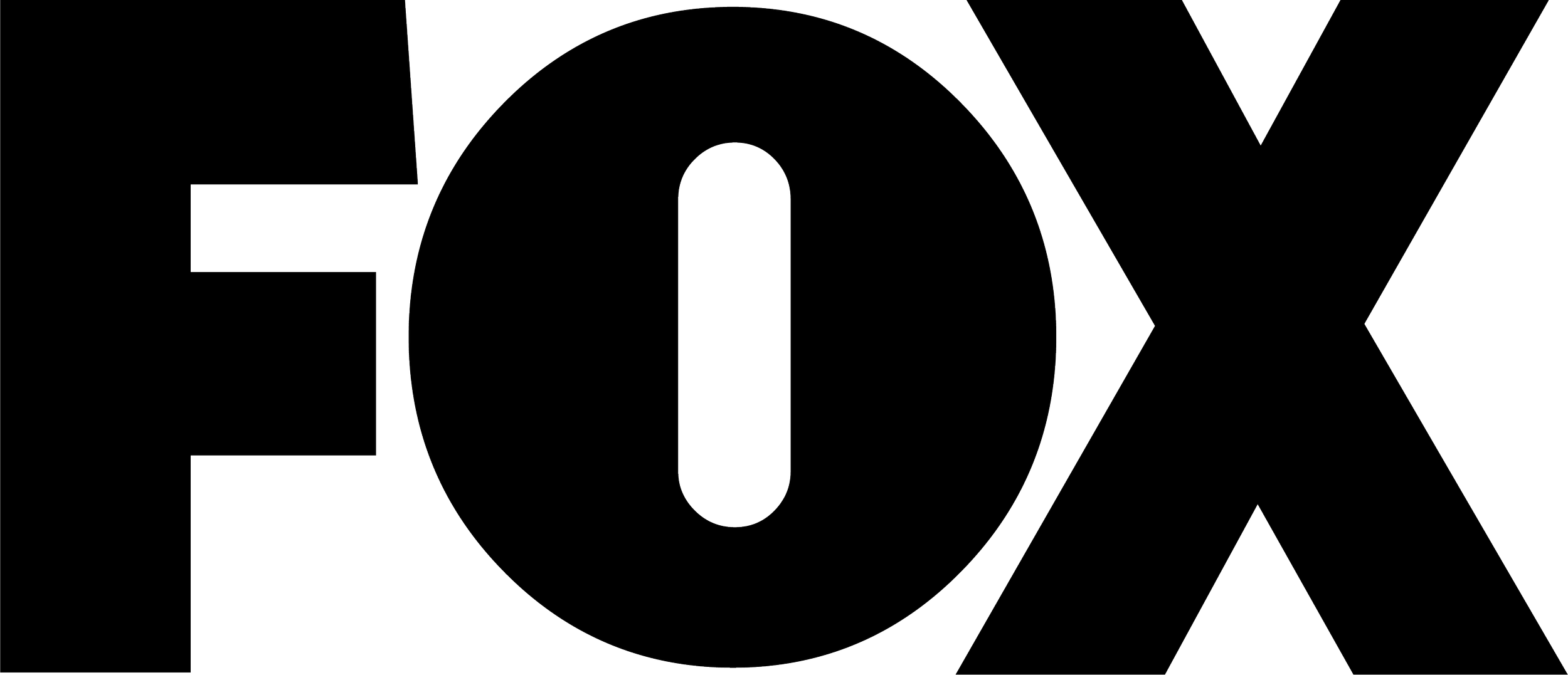 Black background with large, outlined white text spelling 'FOXY'.