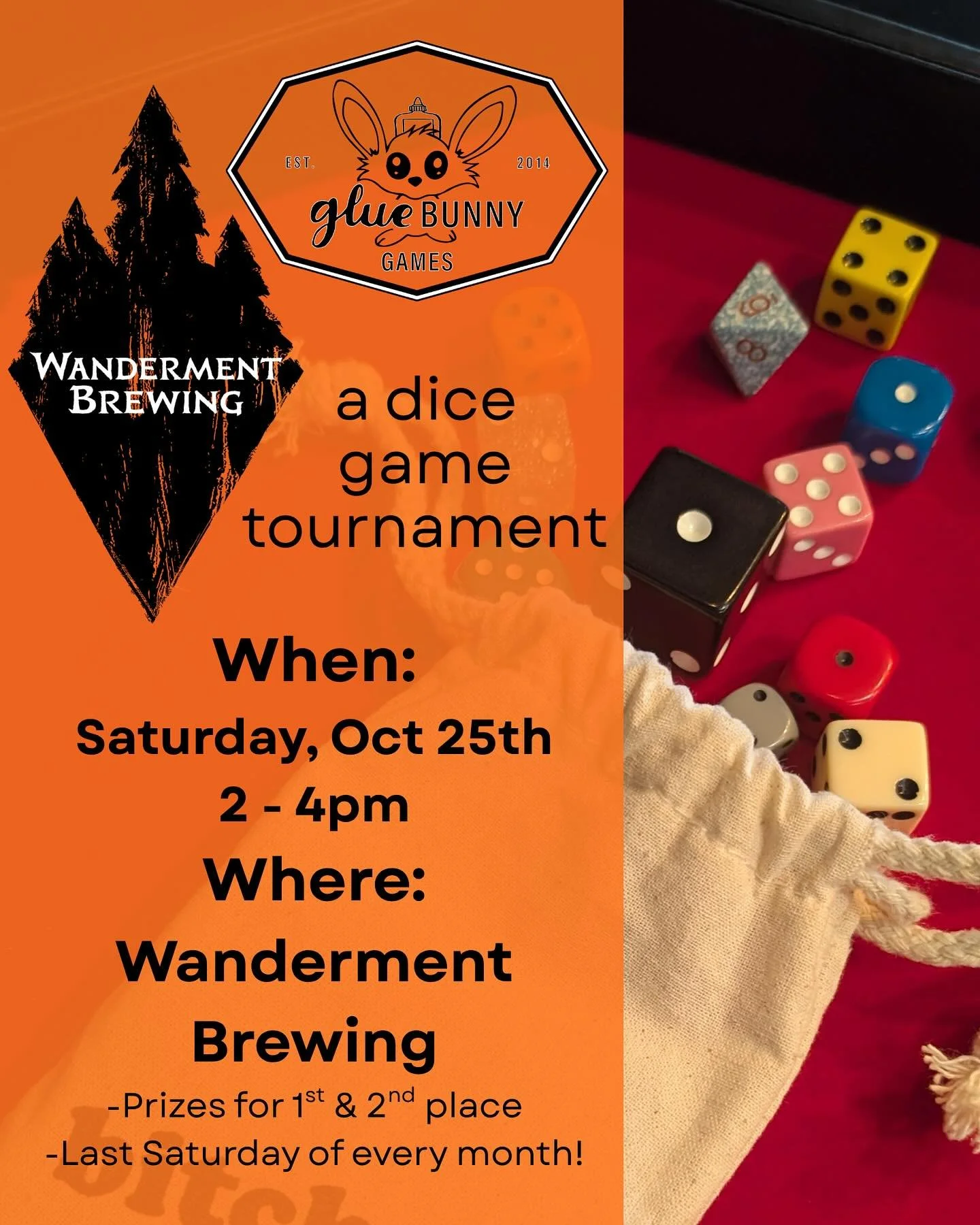 This Saturday we are hosting our monthly Bitches dice tournament from 2-4pm 🎲

It&rsquo;s free to enter and prizes for 1st and 2nd place 🏆

What is Bitches?
It&rsquo;s the unofficial official dice game of breweries created here in Denver by @glue_b