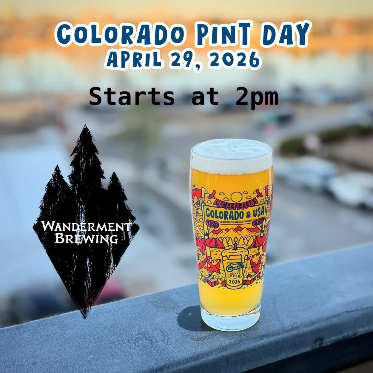 Come celebrate Colorado Pint Day 2026 at Wanderment Brewing!

Stop by on Wednesday, April 29th, grab a pint of any of our draft beers for $11, and you keep the glass!

$1 from each glass sold is donated to the Colorado Brewers Guild.

Pint Day is an 