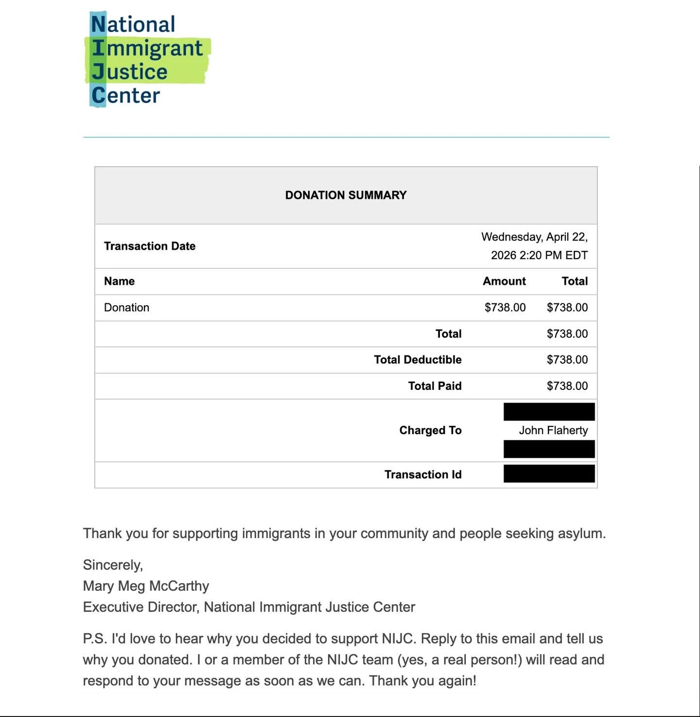 From late January through March we raised money for the National Immigrant Justice Center.

In total from pints sold, 4-packs sold, and cash donations we were able to donate $738 to a great cause!
Thank you to all who came out and supported 🍻

We ar