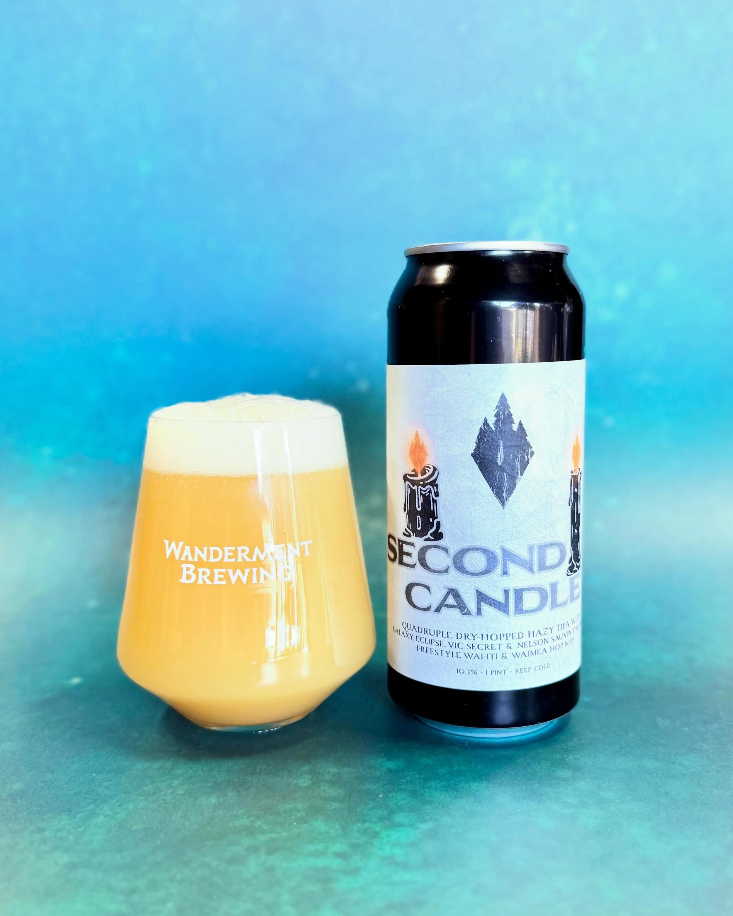 Anniversary beer release number 4/4: Second Candle

On draft &amp; 4-packs available Saturday 6/20, 4-packs limited to 2 PP.

The biggest beer we&rsquo;ve ever made at 10.3%, stupidly hopped with Galaxy, Eclipse, Vic Secret, Nelson Sauvin T-90 hops, 