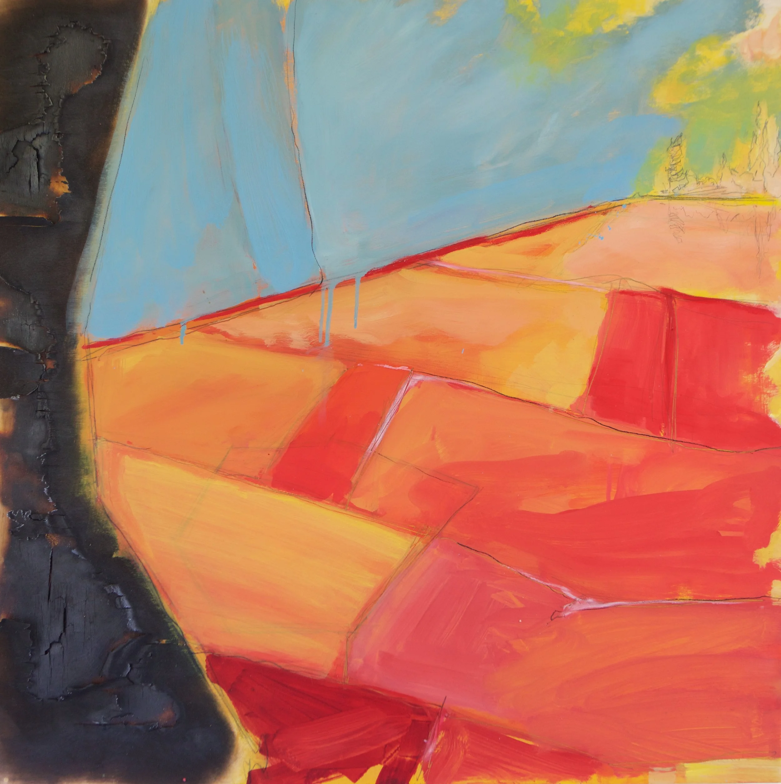 Pool Party - Oil On Burnt Wood 30x30.jpg