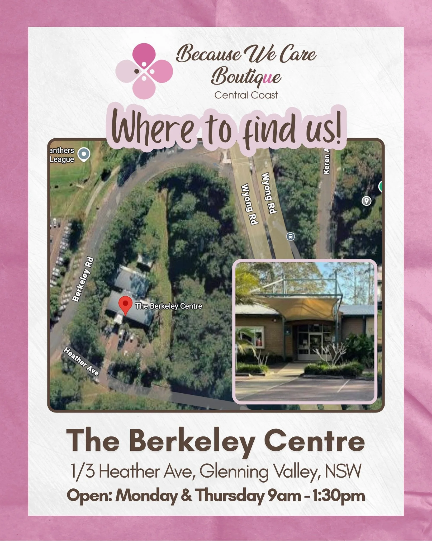 Where you can find us! Open every Monday &amp; Thursday from 9am &ndash; 1:30pm, we gratefully accept clothing donations given with dignity and intention to help support women in our community 🛍️