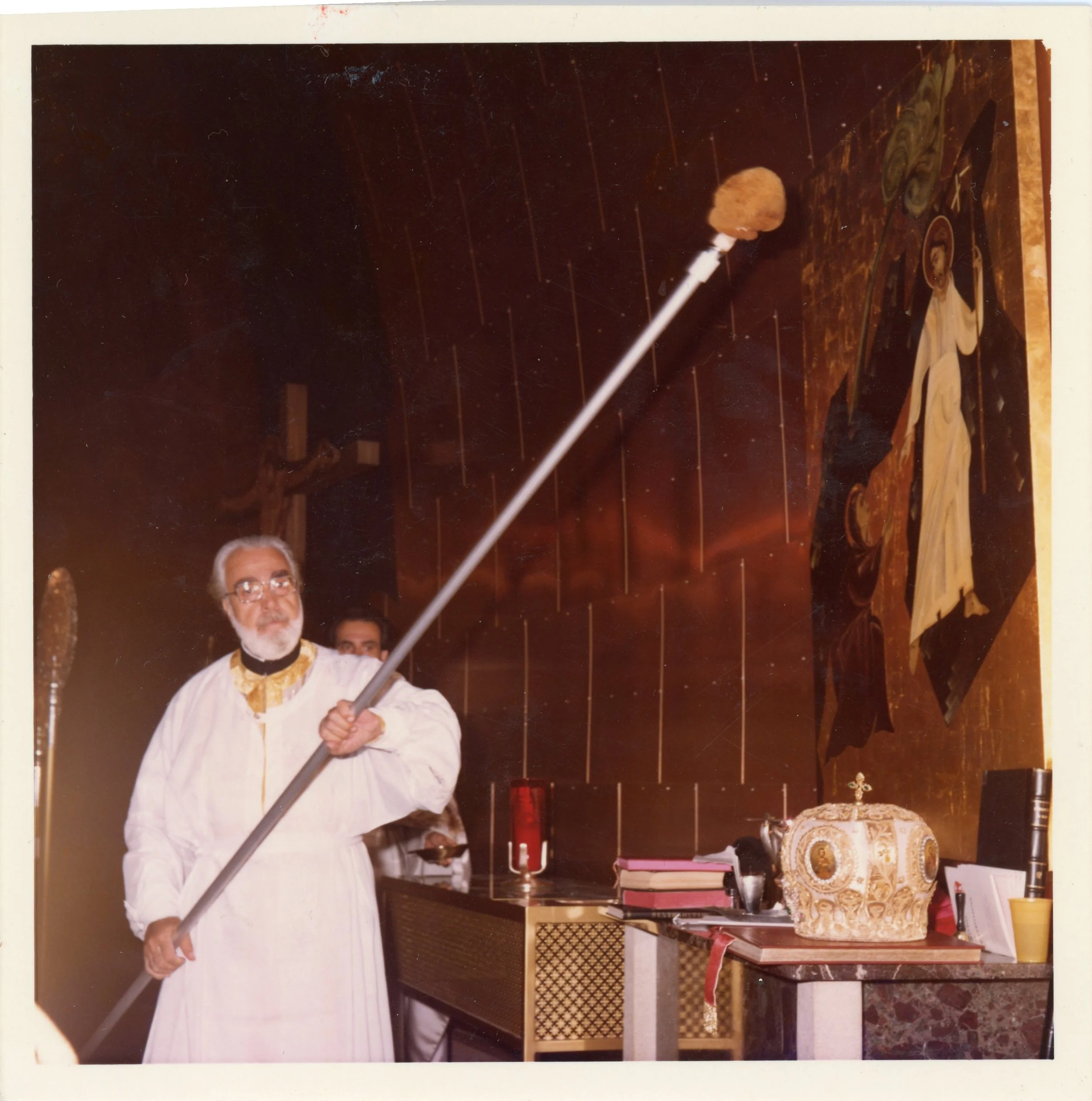 Icon screens (Ikonostasion) are sealed with confirmation oil as are the walls and ceiling of the church.