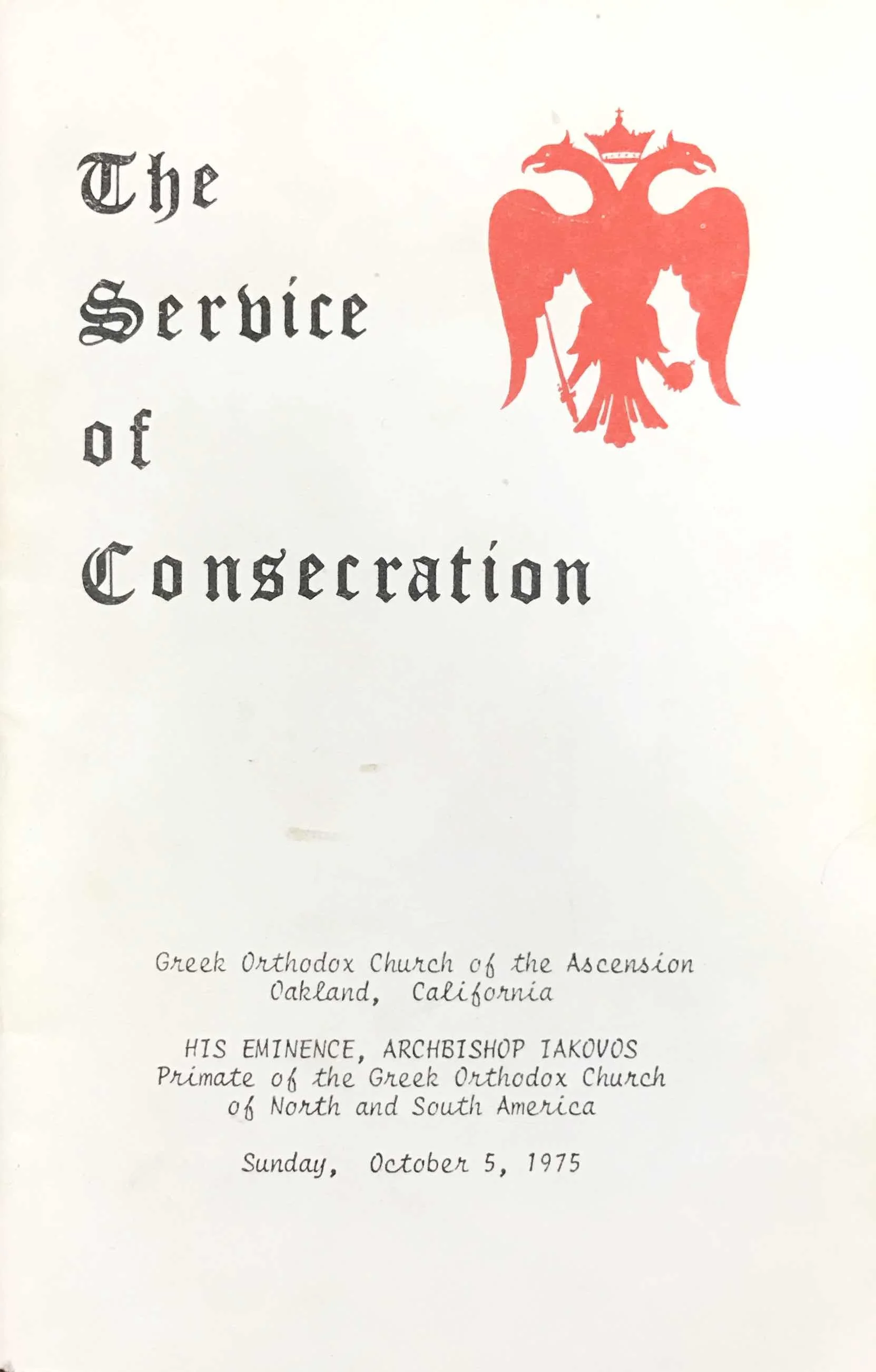 Booklet for the consecration ceremony