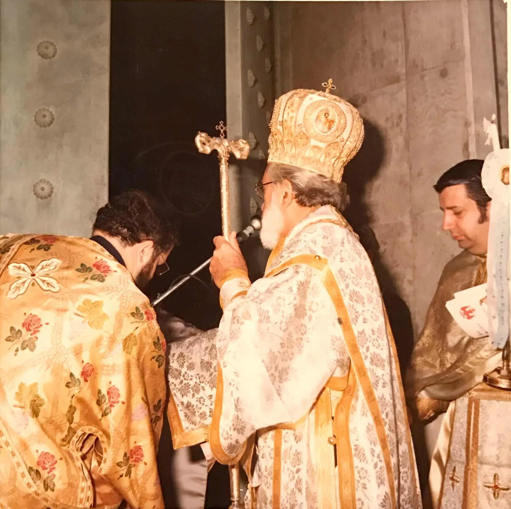 Archbishop Iakovos would enter the church first with the godparents of the church following after.