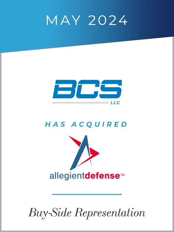 Genaesis Advises Both Parties on BCS’s Acquisition of Allegient Defense