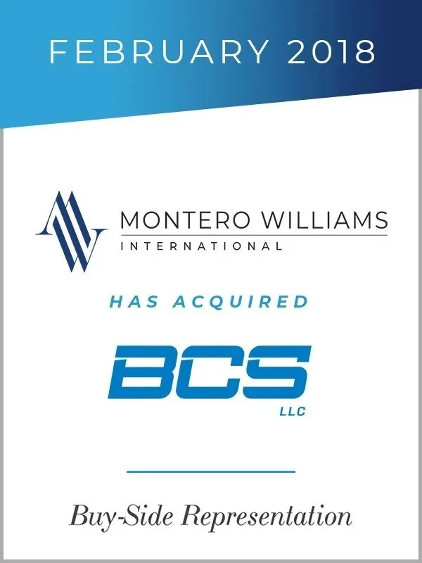 Genaesis Advises Montero Williams International on Its Acquisition of BCS, Incorporated