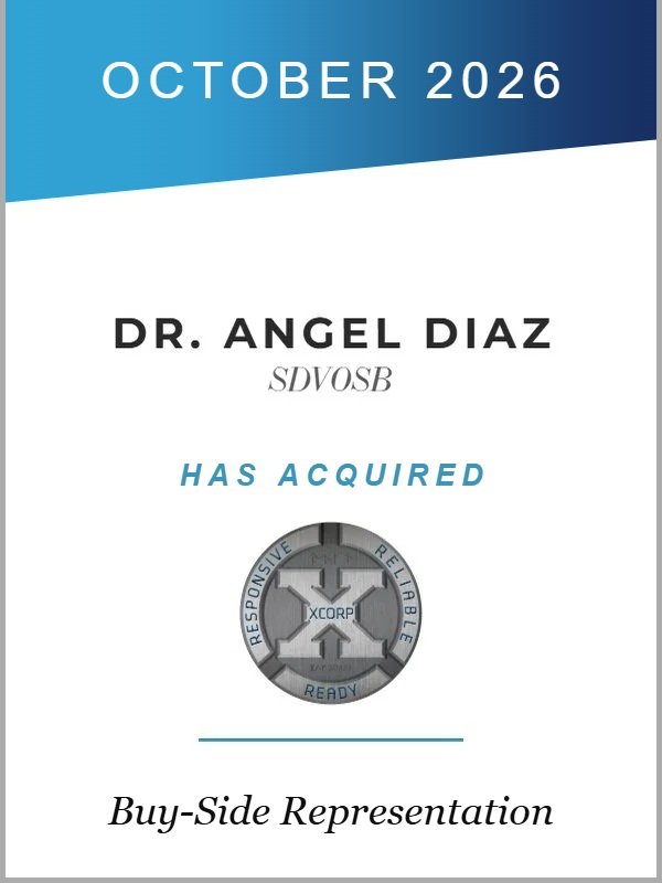 Transaction tombstone: Dr. Angel Diaz has acquired X Corp Solutions, Inc. October 2026. Genaesis buy-side representation.