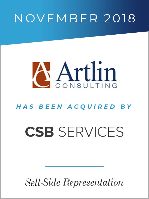 Transaction tombstone: Artlin Consulting has been acquired by CSB Services. November 2018. Genaesis sell-side representation.