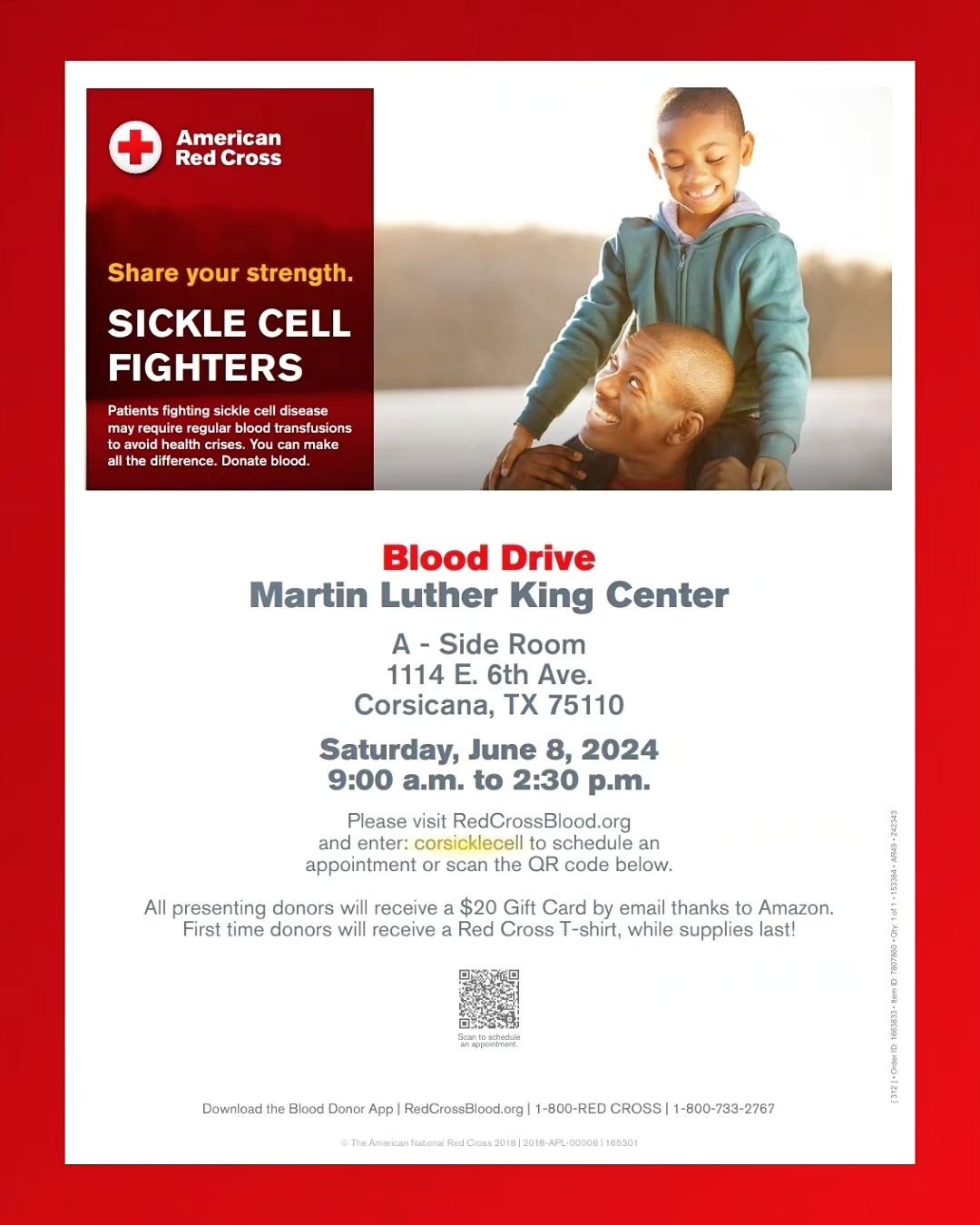 UPCOMING SICKLE CELL BLOOD DRIVE 🩸

I'm partnering with the Red Cross for this year's Juneteenth Sickle cell Blood Drive.

We're looking for a few good folks to sign up. Your donation will help those in need and besides the obligatory snacks and T-s
