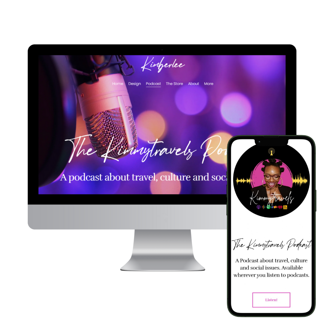 Kimberlee Walter Design for Kimmytravels Podcast screenshot laptop phone