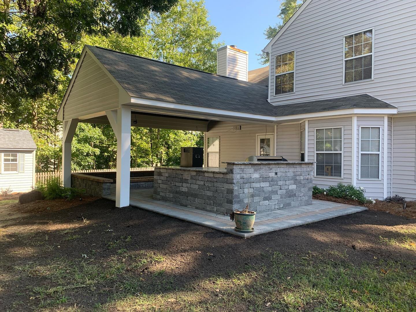 Being able to get out of the elements allows our clients to enjoy their spaces no matter what the weather brings. This unique project turned out great and we can&rsquo;t wait for them to enjoy it!