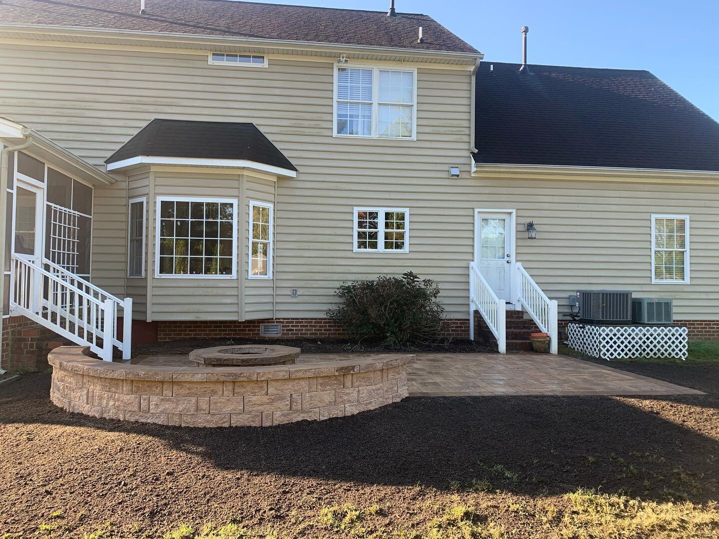 Phase 1 of this backyard makeover is completed and our clients can&rsquo;t wait to take advantage of their new fire pit with the upcoming weather.