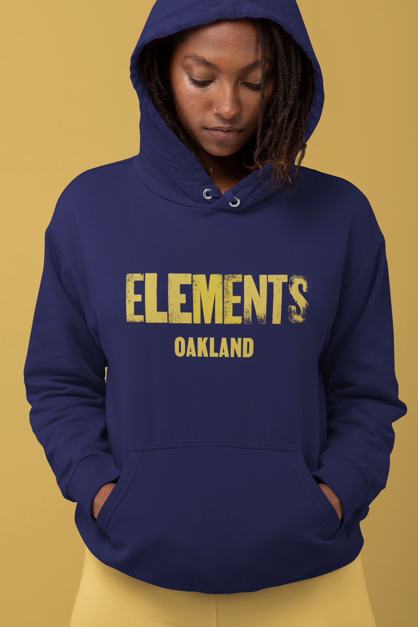 ELEMENTS Unisex Fleece Hoodie- Navy u0026 Gold — Elements: The Home of Deep u0026  Soulful House Music