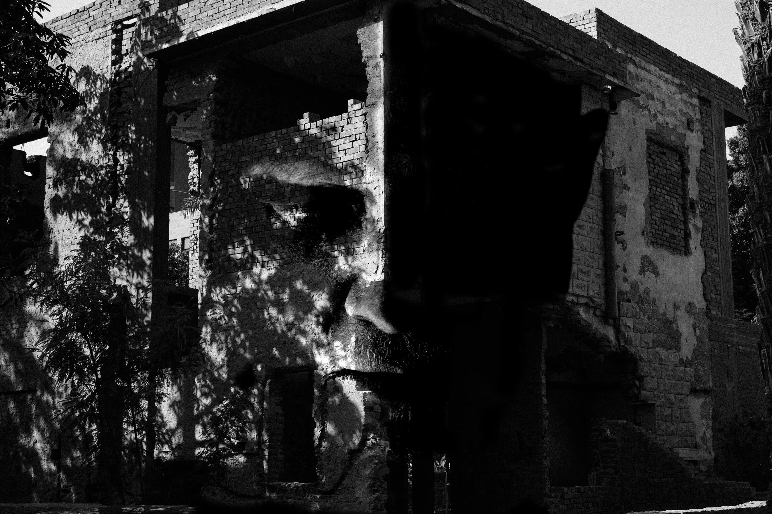 "Broken Home 2" from "People & Place" series. 2025.
Composite image, created using blending techniques in Photoshop.