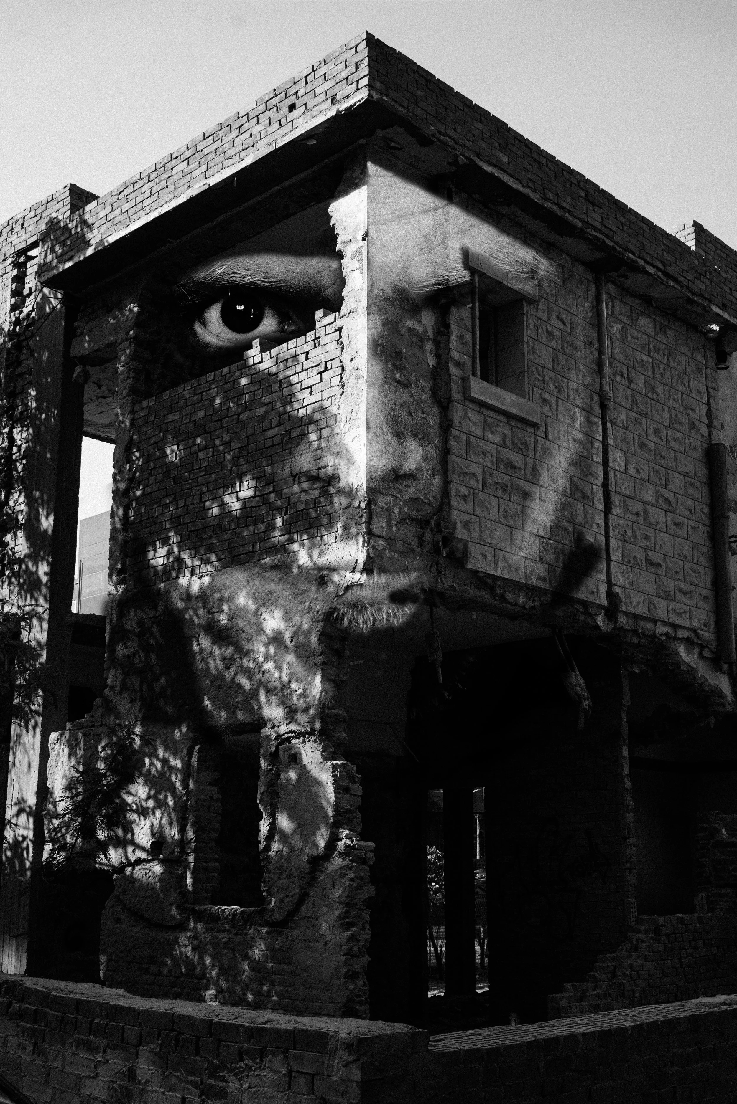 "Broken Home 1" from "People & Place" series. 2025.
Composite image, created using blending techniques in Photoshop.