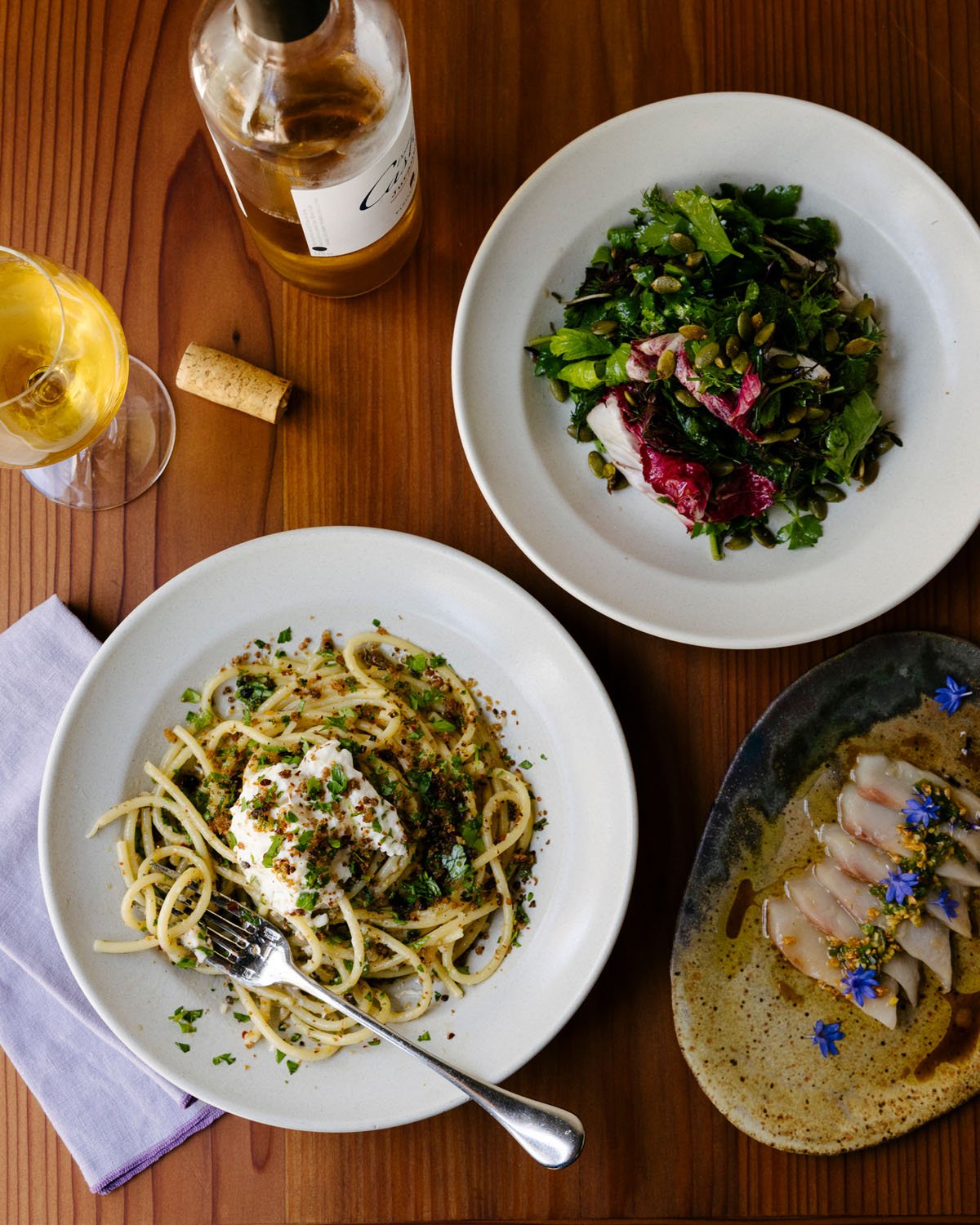  The seasonal menu at Rory's Place ranges from crudos to fresh pastas. 
