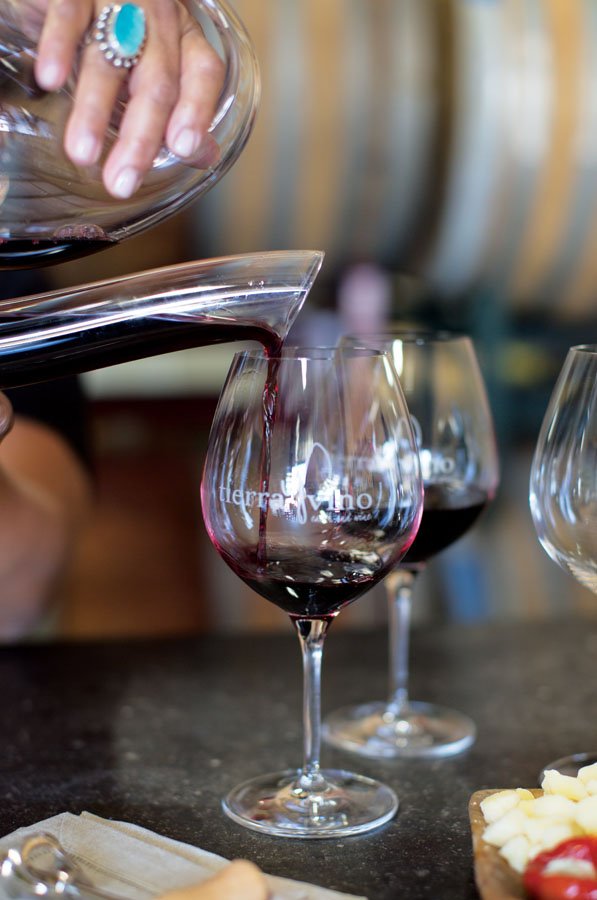  Decanting a red wine helps balance fresh tannins. 