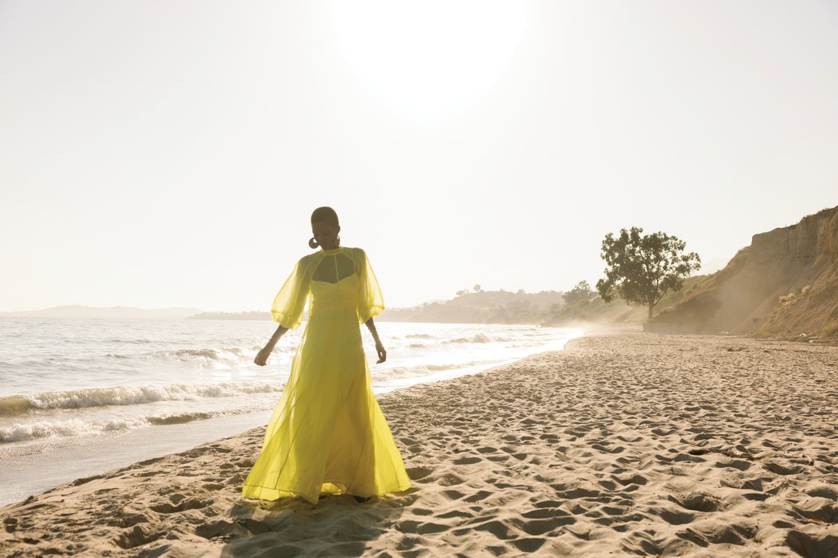  Kamperett Meiere gown, Nina Runsdorf earrings, Kendall Conrad ring. 