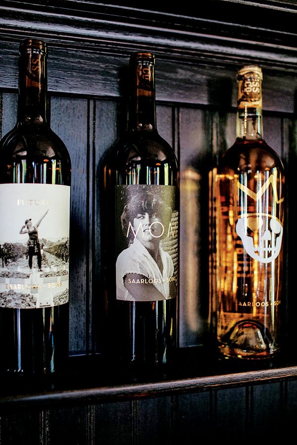  Bottles of wine paying tribute to family members. 