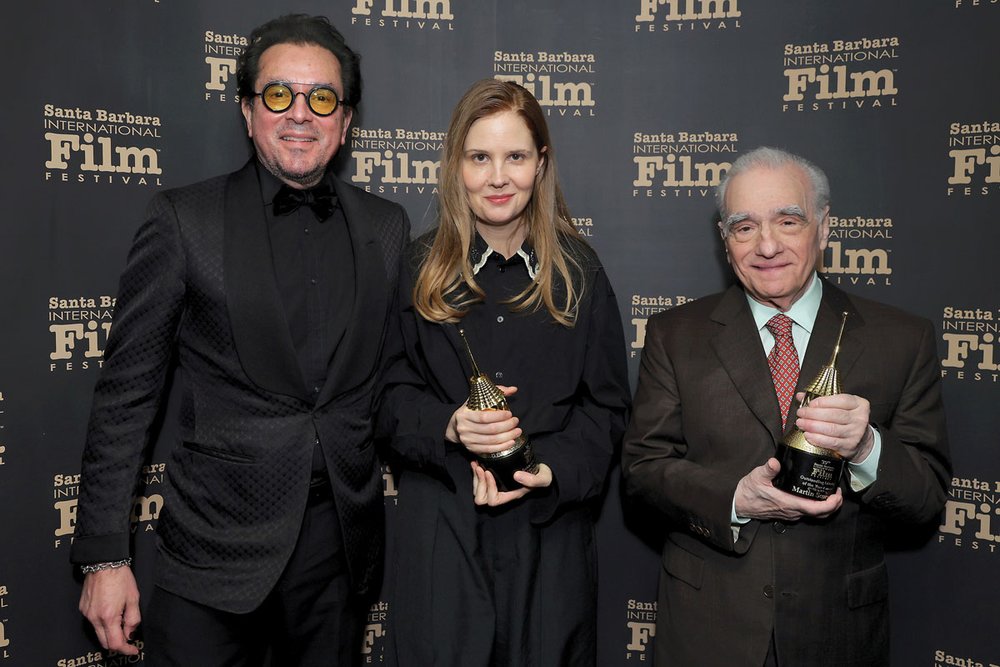  Roger Durling with Outstanding Director winners Justine Triet and Martin Scorsese 
