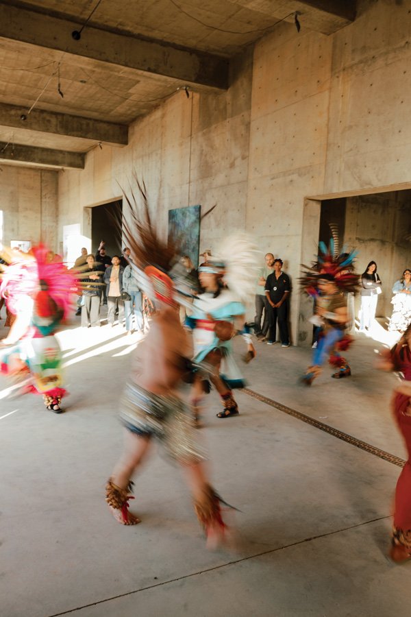  Danza group Kalpulli Coatlicue Atlachinolli at the show’s public opening. 