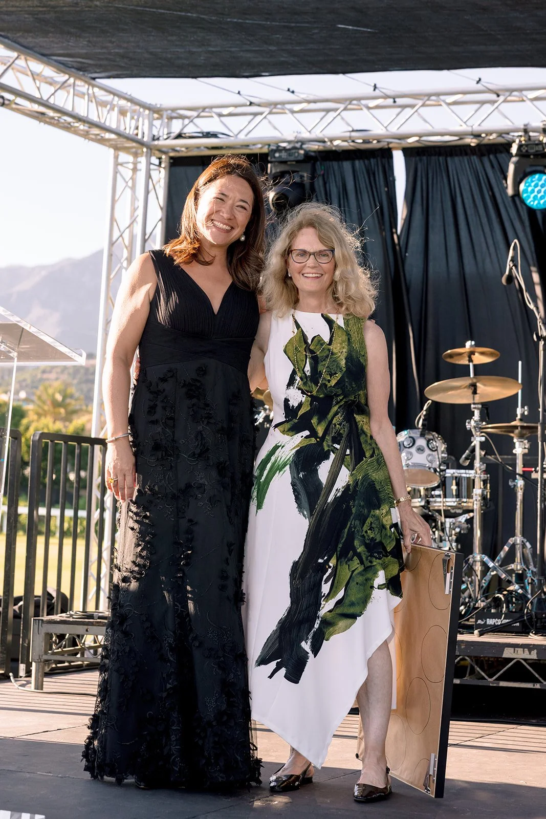  Shauna Quill, President and CEO of the Music Academy of the West, with 2026 Music Note Gala honoree Cheryl Goldberg (left to right). 