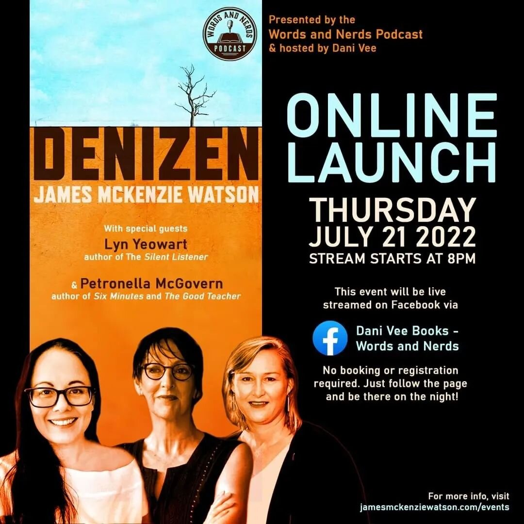 Join us TONIGHT as we launch this uncredible book Denizen!
.
Reposted from @jamesmcwatson It's 2 days until Denizen comes out, which means it's 4 days until the online launch! If you can't come to the in-person events in Dubbo, Sydney and Melbourne (