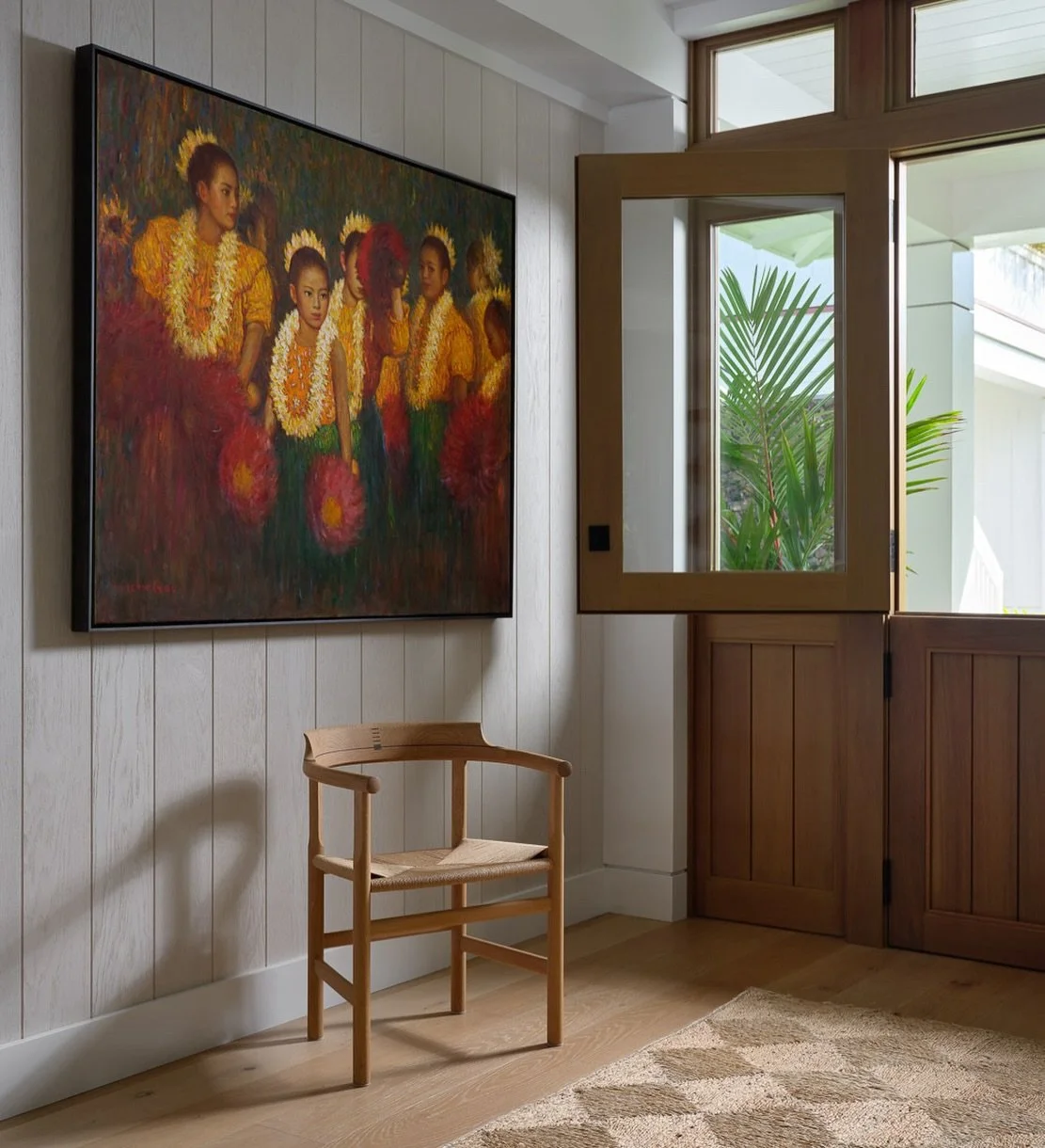 Warm woods, soft light, and a single piece that completely shifts the mood of the space
.
.
Artist: Victor Gao
&ldquo;Aloha Festival No. 1&rdquo;