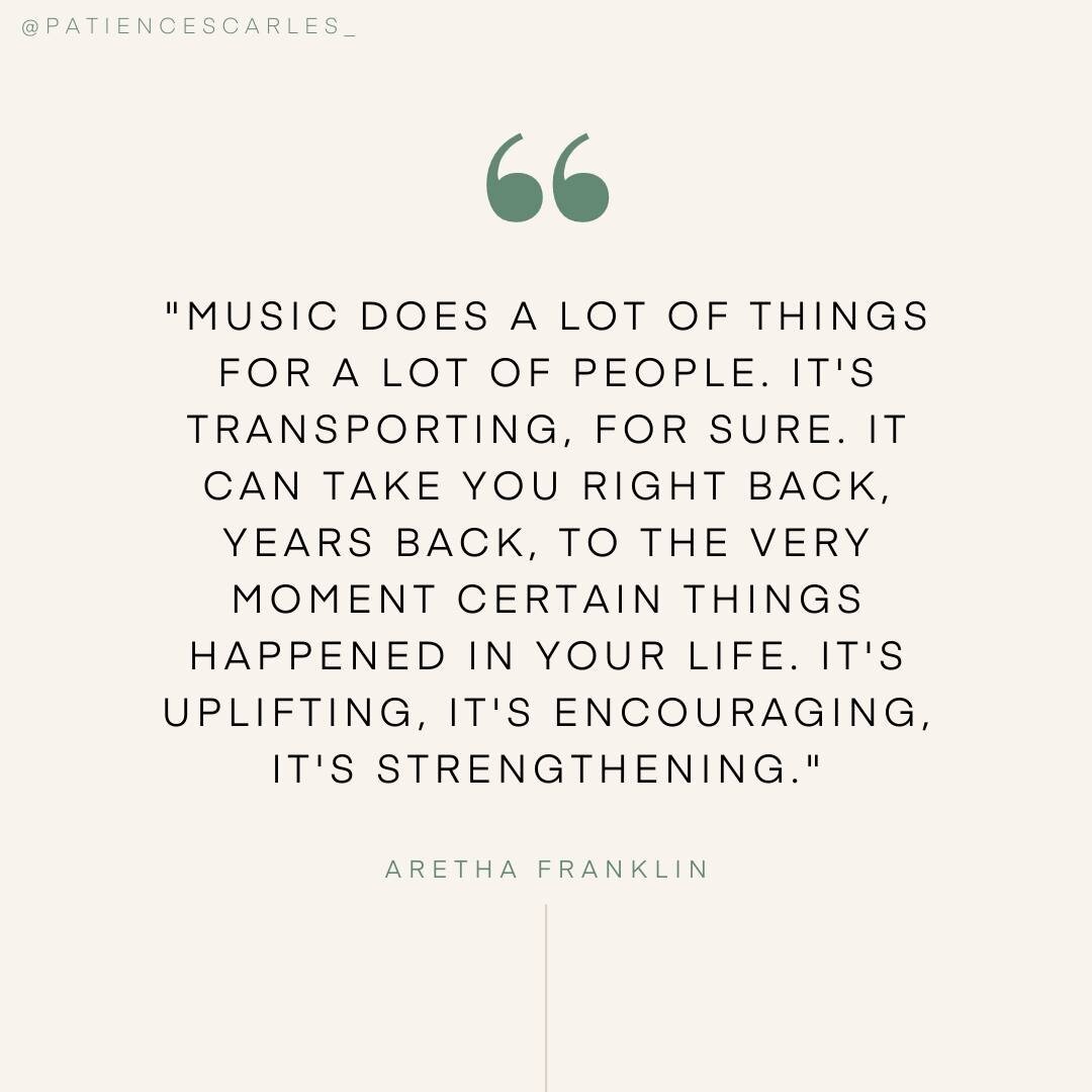 Some words from Queen Aretha 👑 that I shared recently with last weekend's Find Your Voice workshop group ✨⁣
⁣
&quot;Music does a lot of things for people. ⁣
It's transporting, for sure. ⁣
It can take you right back, years back, ⁣
to the very moment 