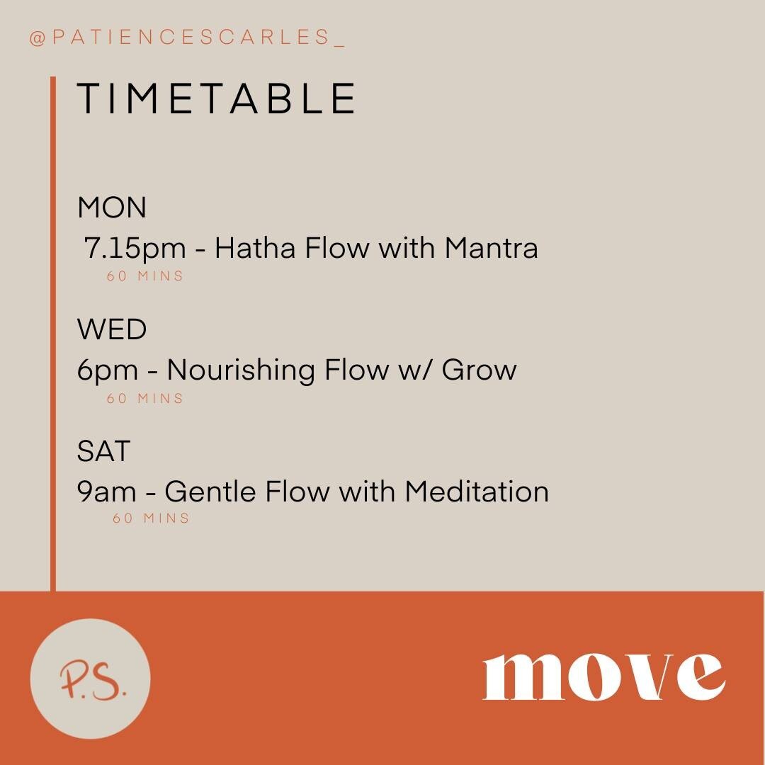 Happy Monday everybody! ⁣⁣💛💛
⁣⁣
This week's timetable for you, dm me if you'd like to join us. ⁣⁣
⁣⁣
Monday &amp; Saturday via Zoom &amp; Free/Koha. ⁣⁣
Wednesday - in person! 🥳 with @grow_womensmovement (please dm Jess @ Grow for more details &amp