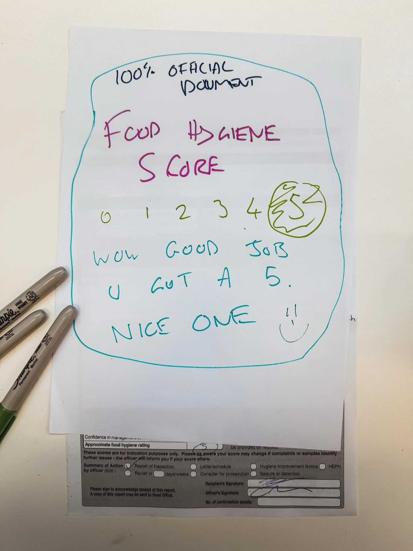 Just had our food hygiene inspection. They&rsquo;d run out of stickers so I took the liberty of doing my own. You can rest easy knowing that I wash my hands real nice. (It&rsquo;s pretty straightforward in a roastery but we do keep clean).