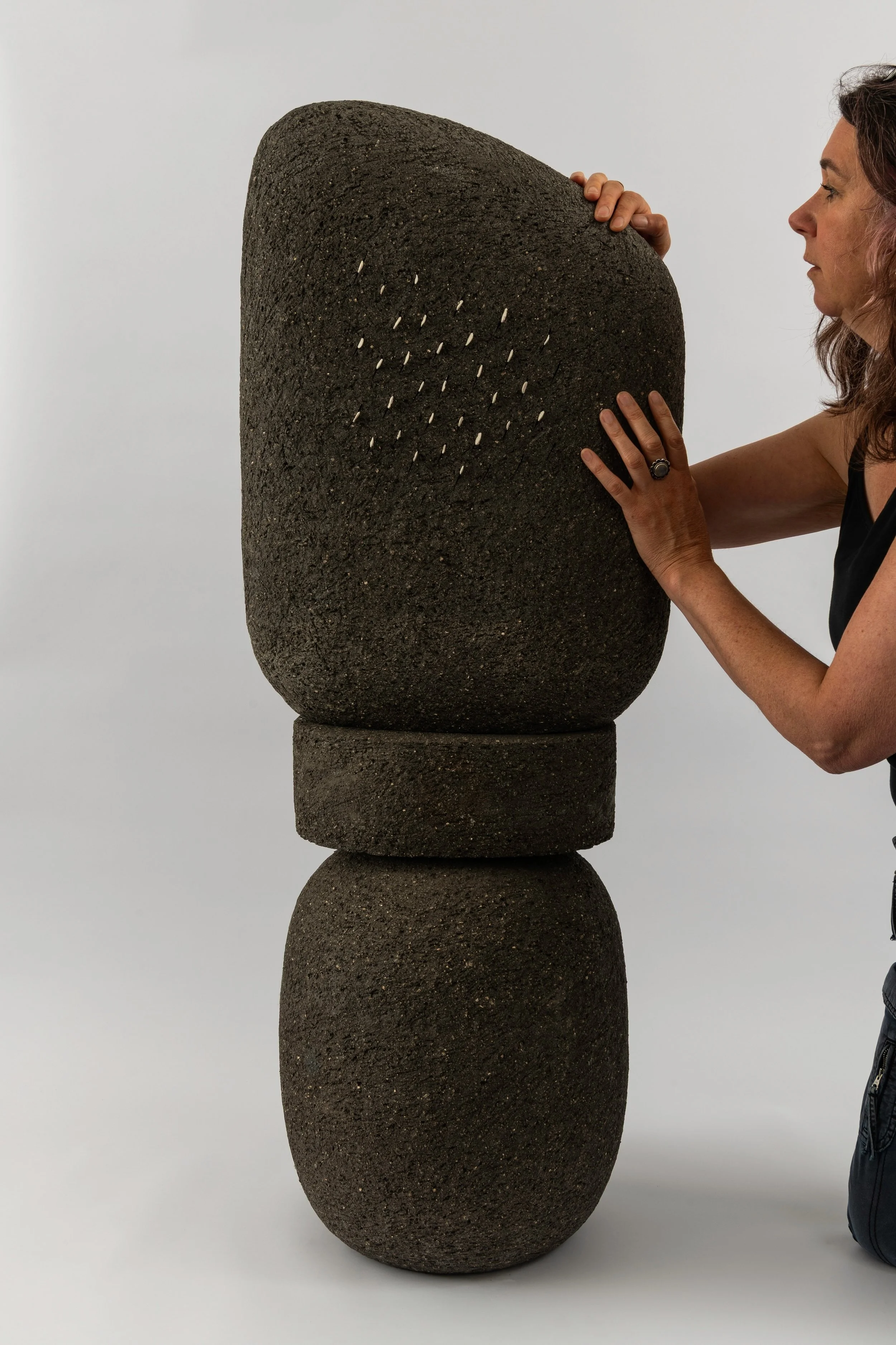 Ritual Stone 2026
H 110cm x W 45cm
Hand coiled ceramic (stacked components)

Image by Pete Stone