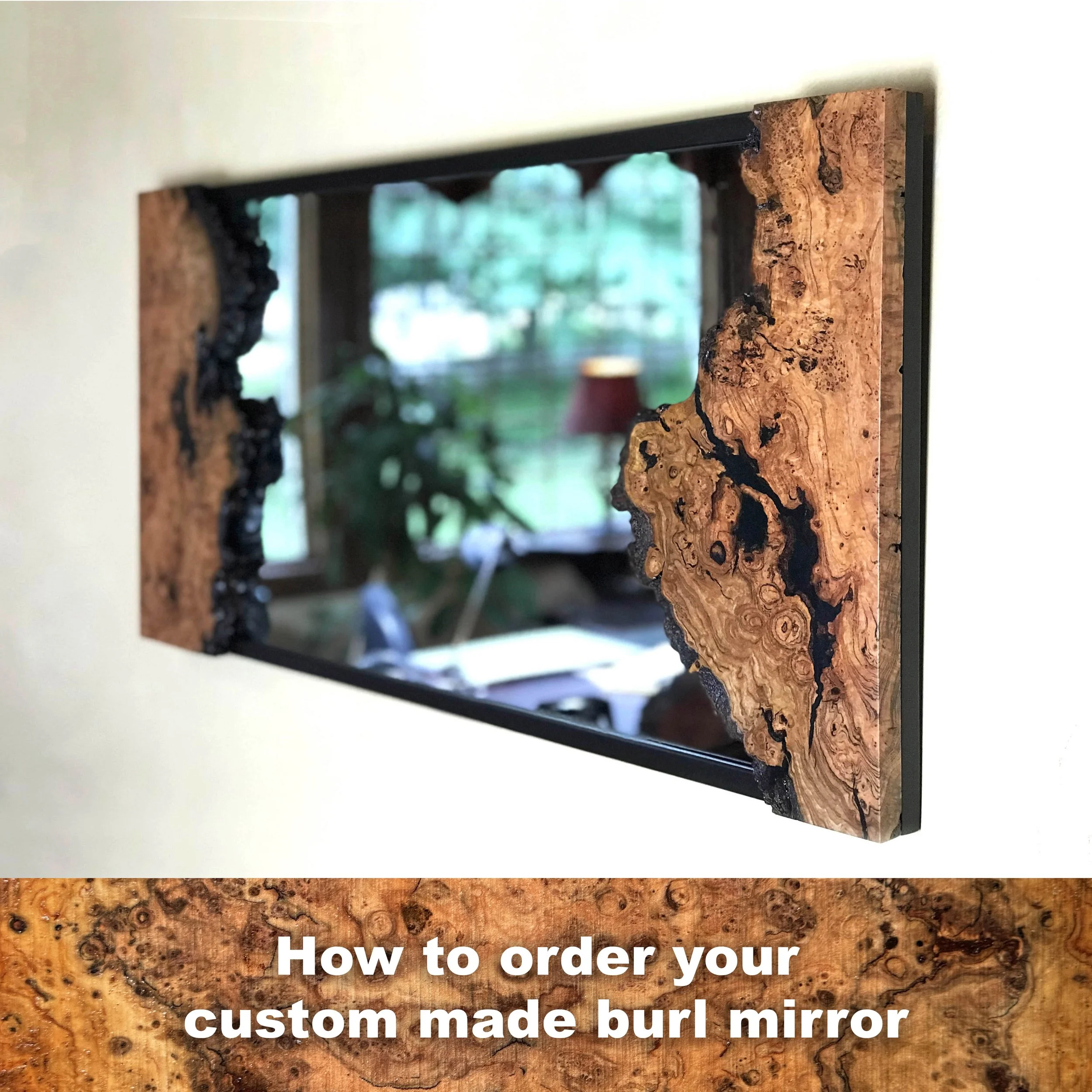 Custom-Made Live Edge Cherry Burl Mirror