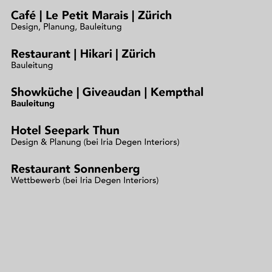 Werkliste Gastronomie