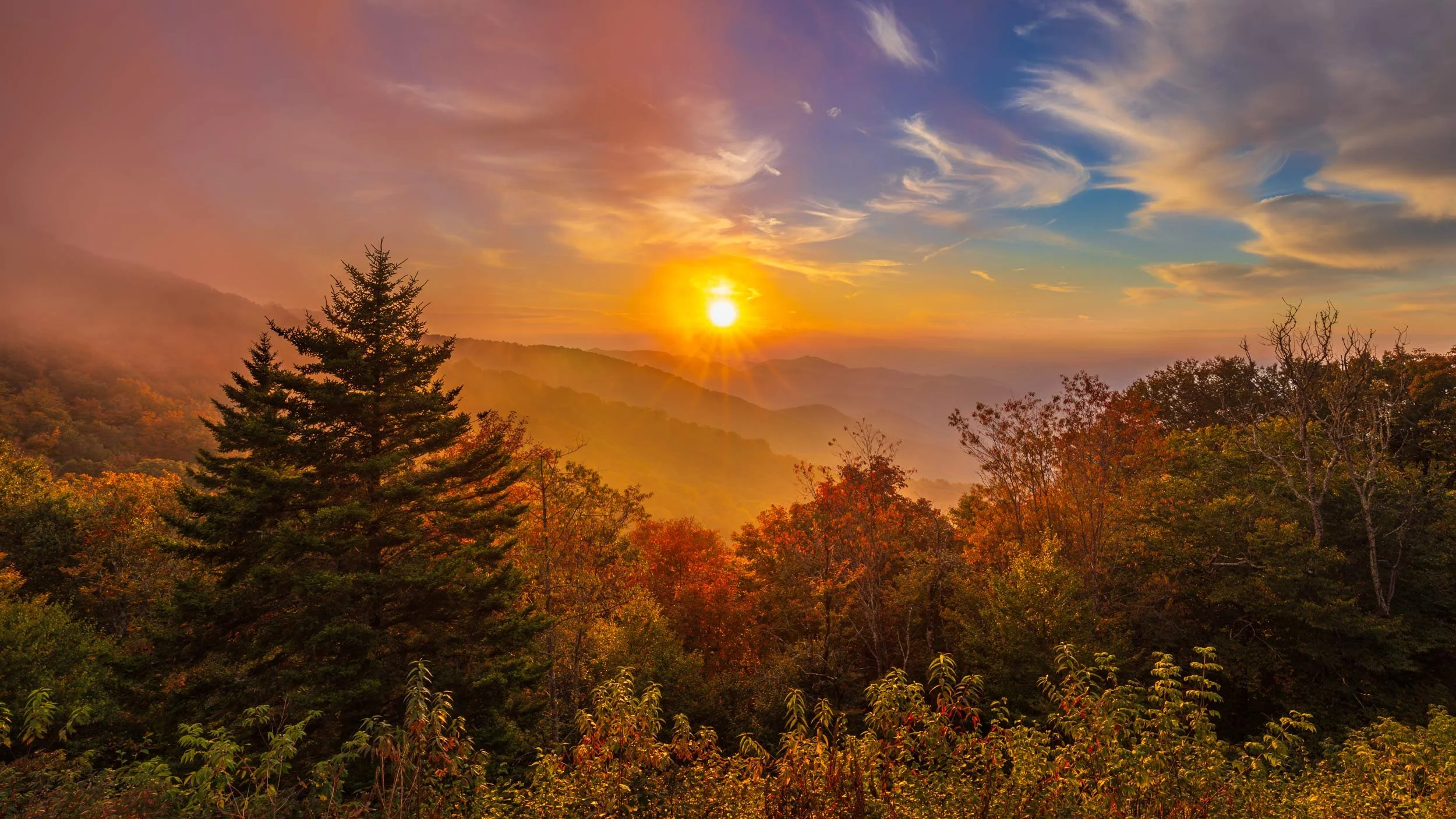 Autumn Mist Sunset, Craggy Gardens N.C.