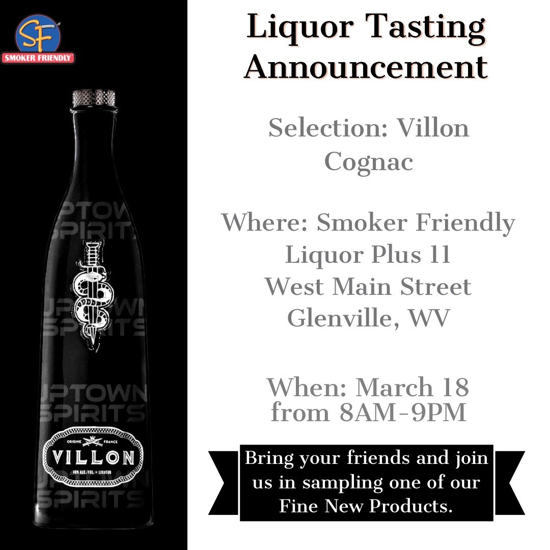 Liquor Tasting in Glenville Villon Cognac — Smoker Friendly