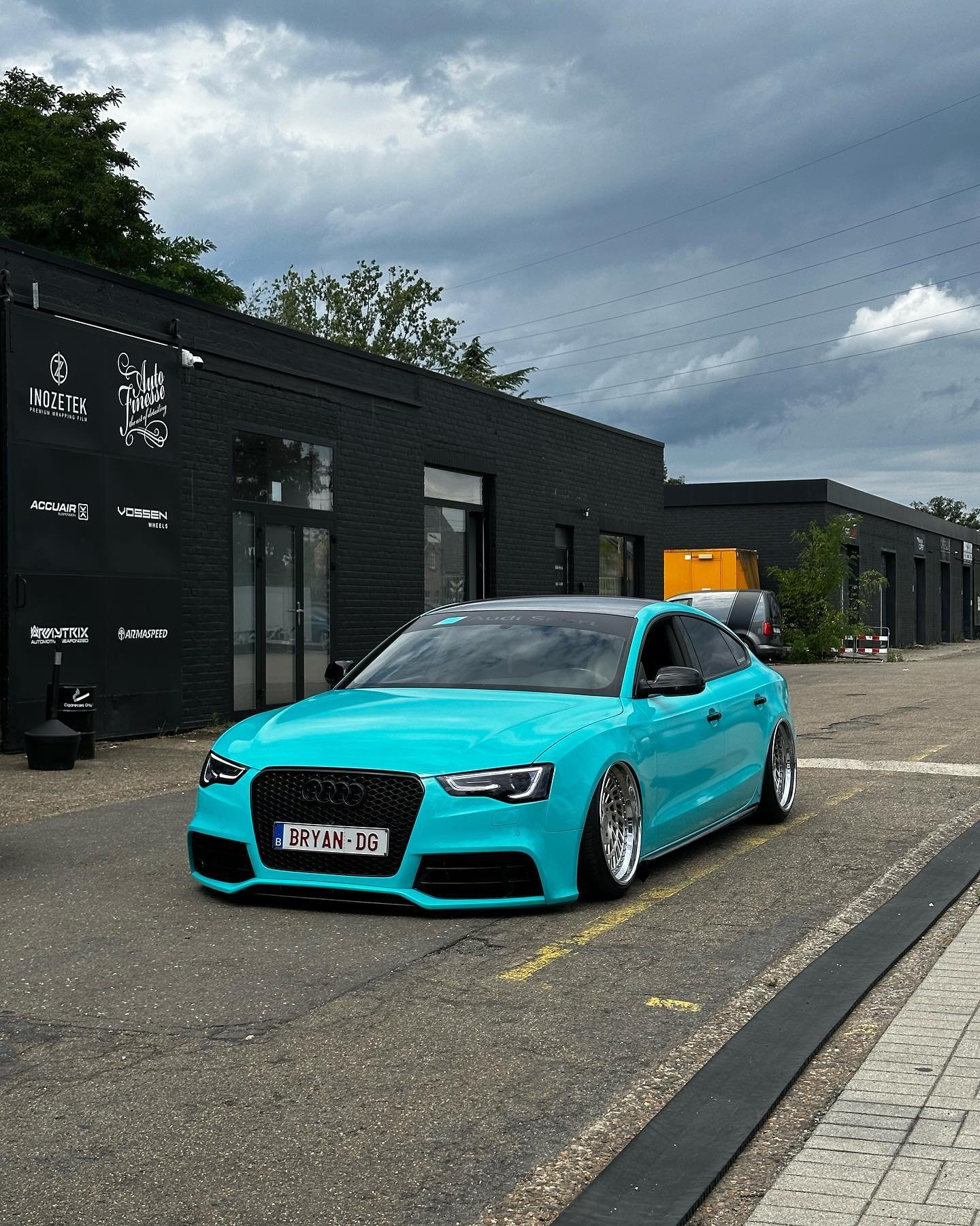 Another project leaves the building.
This Audi A5 came in bone stock and we upgraded it with a full wrap in @inozetek turquoise dream.
And that&rsquo;s not it, we wrapt the roof in forged carbon from @stekbelgium. 
Want to give your car a make over?
