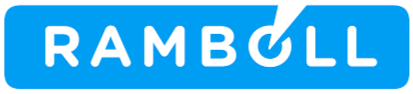 Ramboll logo in blue with white text and a check mark integrated into the letter 'L'.